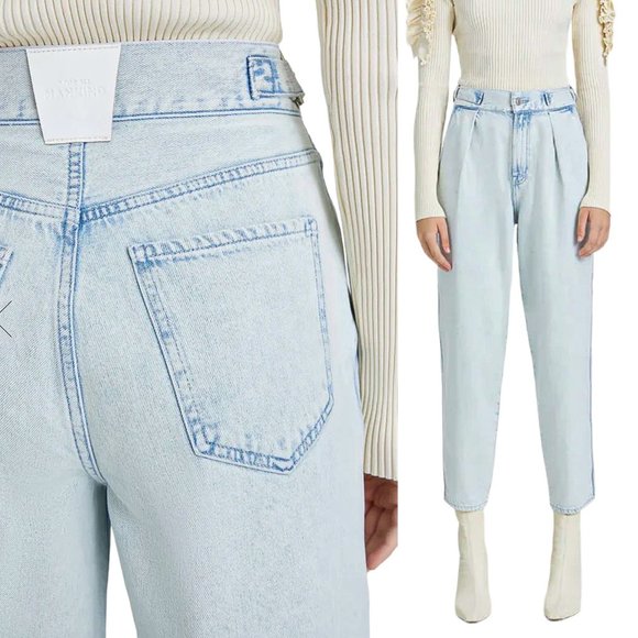 7 For All Mankind Balloon Tab Pant in Isadora Vito Iris Blue Denim Jeans Size 27 - Picture 2 of 16